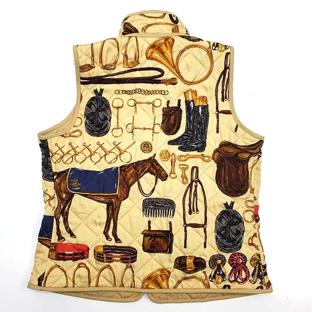 Vintage Ralph Lauren equestrian silk horse reversible vest
